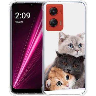 Imagem de Beaucov Capa para Moto G Stylus 5G 2024, capa protetora contra quedas de gatos fofos à prova de choque TPU capa protetora de corpo inteiro resistente a arranhões para Motorola Moto G Stylus 5G 2024/G