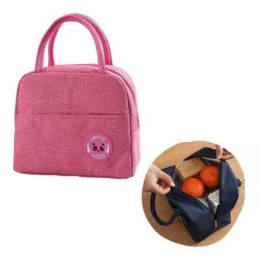 Imagem de Bolsa térmica para almoço, garrafa de água, isolada com fecho de zíper, azul, para homens e mulheres (Rosa)