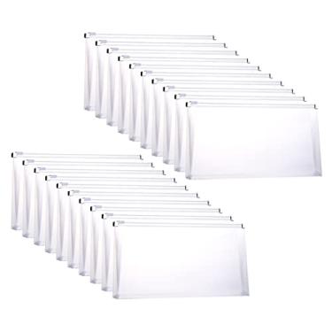 Imagem de FJCA Envelopes de plástico com zíper, 12,7 x 25,4 cm, pasta envelope transparente para recibos de dinheiro, cupons, 20 pacotes