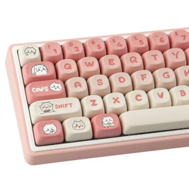 Imagem de TYRIXKI Teclas PBT 139 teclas perfil MOA fofas teclas de sublimação de tinta rosa kawaii anime conjunto de teclas personalizadas para teclados mecânicos Cherry Gateron MX Switches
