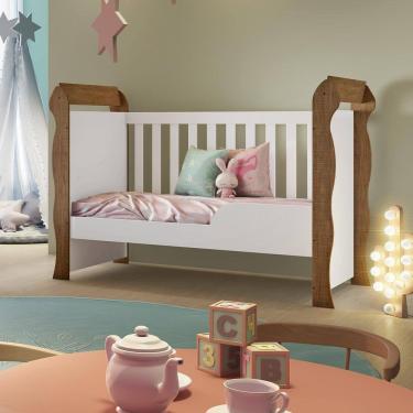 Imagem de Berço Mini Cama Infantil Padrão Americano Com Rodízios Amadeirado Mirelle Carolina