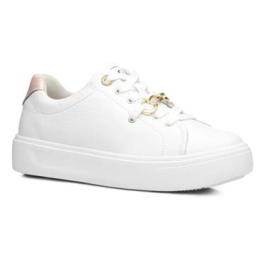 Imagem de Tênis Feminino Pegada Eva em Couro Branco/rosé - 34