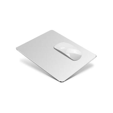 Imagem de Vaydeer Tapete de rato de metal alumínio rígido prateado transparente moderno ultra fino design duplo tapete de rato à prova d'água, controle rápido e preciso para jogos e magia de escritório, médio