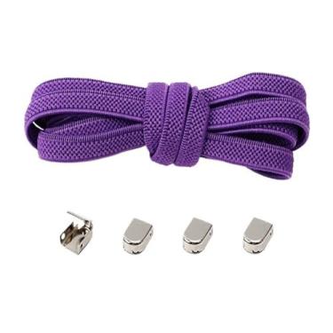 Imagem de No Tie Shoelaces Metal Buckles Elastic For Sneakers One Size Fits All Adult Kids Laces Lazy Sport Rubber Shoestrings(PURPLE)