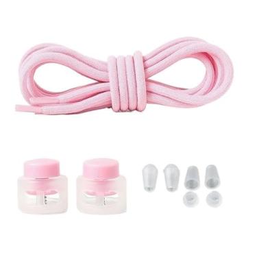 Imagem de Elastic Laces Sneakers Round Rubber Bands No Tie Shoelaces Unisex Basketball Shoe Laces Children Free Tie Shoestrings(Pink)