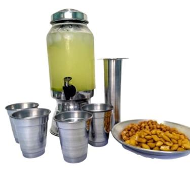 Imagem de Suqueira refresqueira com porta gelo 4 copos e petisqueira de alumínio