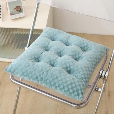 Imagem de GMWARDDF Almofada quadrada super macia de veludo cotelê durável com laços antiderrapante almofada para cadeira de escritório de cor sólida para cadeira de escritório para cadeira de mesa
