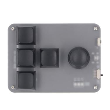 Imagem de Teclado de 4 Teclas Com 1 Botão Interruptor Macro Azul Personalizável Com Luz RGB Conexão USB C ou BT para Jogos Escritório Música Mídia Controle Industrial Mini Teclado Preto