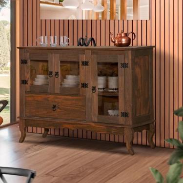 Imagem de Buffet Retrô Madeira Maciça Imbuia Nikita Shop Jm