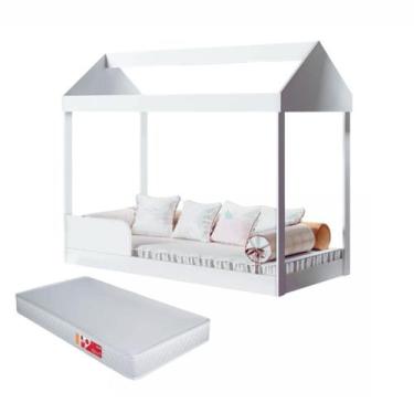 Imagem de Cama Casa Castelo MDF Menina Colchão Robusta Prática Segura - Casa Mob