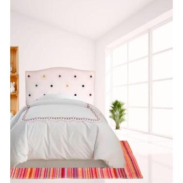 Imagem de Cabeceira Solteiro Estofada Línea Branca Botões Coloridos - Brilhos