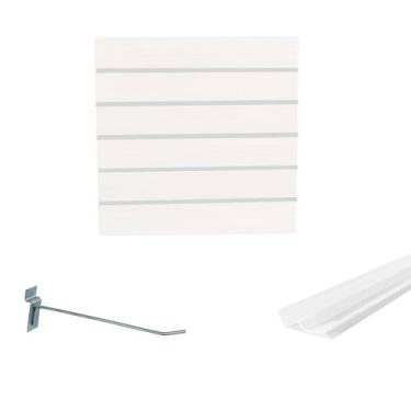 Imagem de Painel Canaletado Branco em Mdf 0,61 x 0,61m com Perfil Pvc Branco e 1