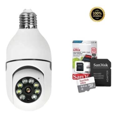Imagem de Câmera Ip Lâmpada De Segurança Wifi Espia Panorâmica+Cartão de Memoria