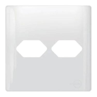 Imagem de Placa Novara Branco 4x4 Tomada Dupla Com Suporte Dicompel, Branco