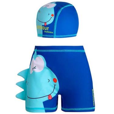 Imagem de Kit Uv Sunga + Touca Infantil Proteção Uv 50 Dinossauro - anjo da mamã