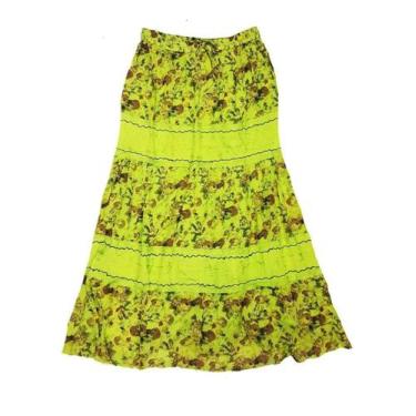 Imagem de Saia Indiana Longa Estampada - Laranja GG - Beleza Indiana, M, Verde c