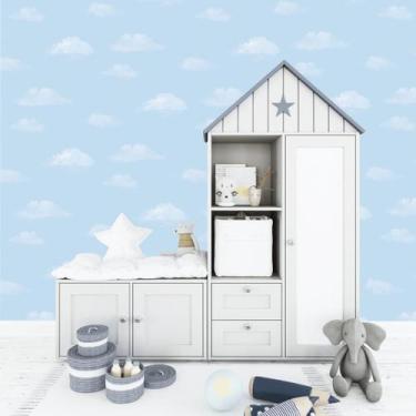 Imagem de Papel de Parede Azul Céu - Rolo com 10 Metros  Decoração de Luxo Infan