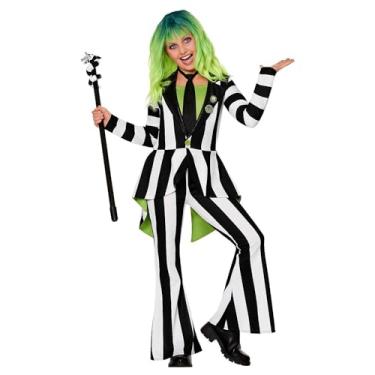 Imagem de Spirit Halloween Beetlejuice Kids Striped Jumpsuit Costume| Officially Licensed | Beetlejuice Halloween Costumes- XL