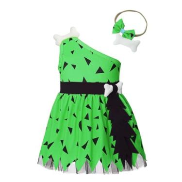 Imagem de Dressy Daisy Toddler Cave Girl Halloween Party Dress Up Stone Age Outfit with Bone Headband Size 3T, Green