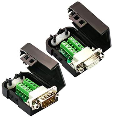 Imagem de CenryKay Conector DB9 sem solda, (1 peça macho + 1 peça-fêmea) RS232 DB9 conector fêmea breakout 9 pinos terminal macho fêmea placa conector com porca
