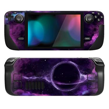 Imagem de PlayVital Conjunto completo de decalque de película protetora para LCD Steam Deck, adesivos personalizados capa de vinil para Steam Deck OLED - Roxo Deep Space