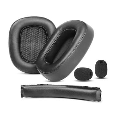 Imagem de HTINDUSTRY Almofadas de substituição e faixa de cabeça compatíveis com Logitech 430, G432, G930, G930s - Couro proteico macio/espuma viscoelástica