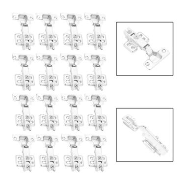 Imagem de Kit 16 Dobradiças Retas Bumper Flat 105º Anti-Impacto 35Mm