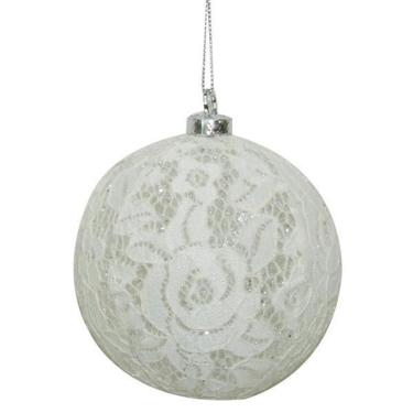 Imagem de Enfeite De Natal Bola Branca Com Luz Arvore/Mesa/Porta 08Cm