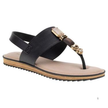 Imagem de Sandália Rasteira Modare Conforto Pedras Casual Feminina Preto, Preto,