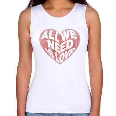 Imagem de Regata Feminina All We Need Is Love - Foca na Moda, Branco, P