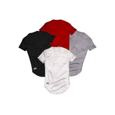 Imagem de Kit 4 Camisas Longline Cores Diversas Di Nuevo Masculina 100% Algodao 