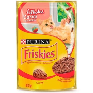 Imagem de Friskies Sachês para Gatos Filhotes Sabor Carne 85g, Carne ao Molho, 8