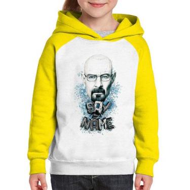 Imagem de Moletom Infantil Heisenberg Say My Name - Foca na Moda, Branco, Amarel