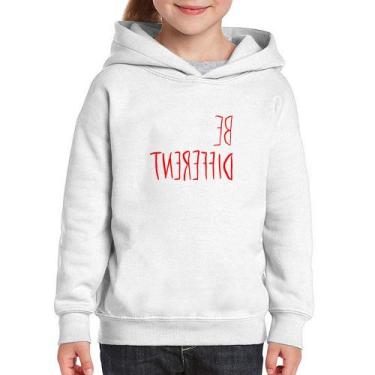 Imagem de Moletom Infantil Be Different (Seja diferente) - Foca na Moda, Branco,