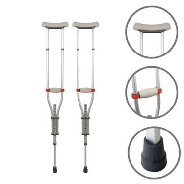 Imagem de Par Muleta Universal Axilar C Ajuste Alumínio 130kg Dellamed