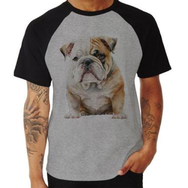 Imagem de Camiseta Raglan Bulldog-Inglês - Foca na Moda, Cinza, Preto, G