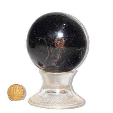 Imagem de Esfera Ônix Preto Pedra Lapidado 400 a 500g Aprx 7cm Tipo B - Cristais