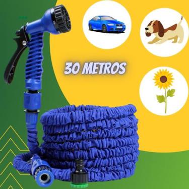 Imagem de Mangueira Mágica Azul Flexível Retrátil Elástica Expansível Com 30 Met