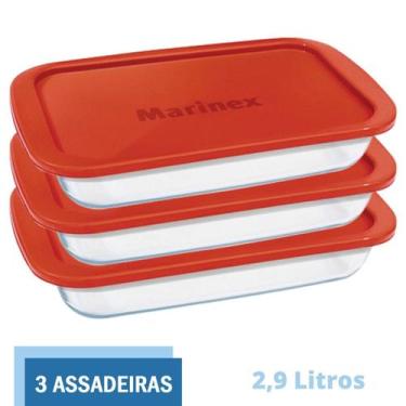 Imagem de Assadeira Retangular Vidro C Tampa 2,9L Marinex Nadir - 3 Un - NADIR F