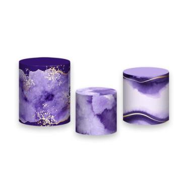 Imagem de Trio De Capa Cilindro - Efeito Marmorizado Lilás 042 - Via Cores