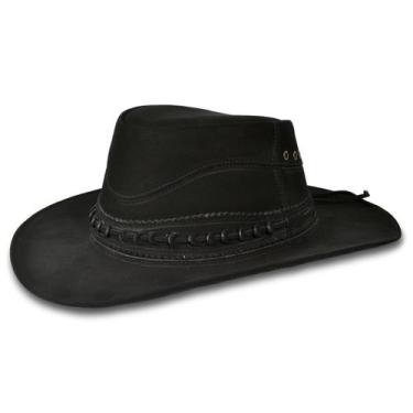 Imagem de Chapéu Australiano Masculino Couro Difranca Vaqueiro Preto
