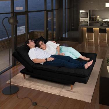 Imagem de Sofá Cama Vancouver com Banqueta Suede - Casa Imperial, Preto 381