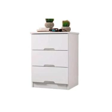 Imagem de Mesa Cabeceira Londres c/ 3 Gavetas Branco - Europa