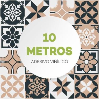 Imagem de Papel De Parede Lavável Azulejo Português Marrom Pia Cozinha - Cripton