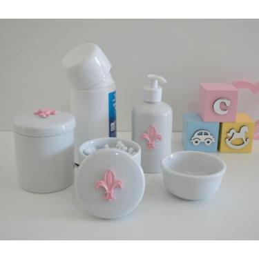 Imagem de Kit Higiene Porcelana Bebê K084 Menina Rosa Bolsa Maternidade Mini Tér