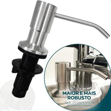 Imagem de Porta Detergente Dispenser De Embutir Dosador Aço Inox 500ml Sabonete 