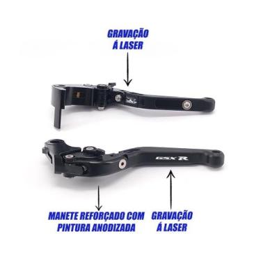 Imagem de Manete Esportivo Extensível Suzuki Gsxs 750 1000 Srad Gravado a laser 