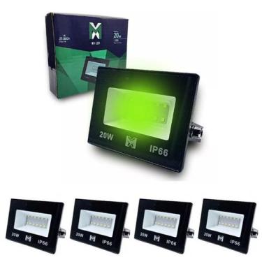 Imagem de Kit 5 Refletores Holofote Led 20w Verde Bivolt - Verde - MX