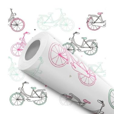 Imagem de Papel De Parede Adesivo Lavável Bicicletas Vintage Coloridas Com Fundo