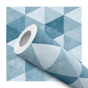 Imagem de Papel De Parede Vinílico Geométrico Azul Triangular Sala Quarto 5m - B